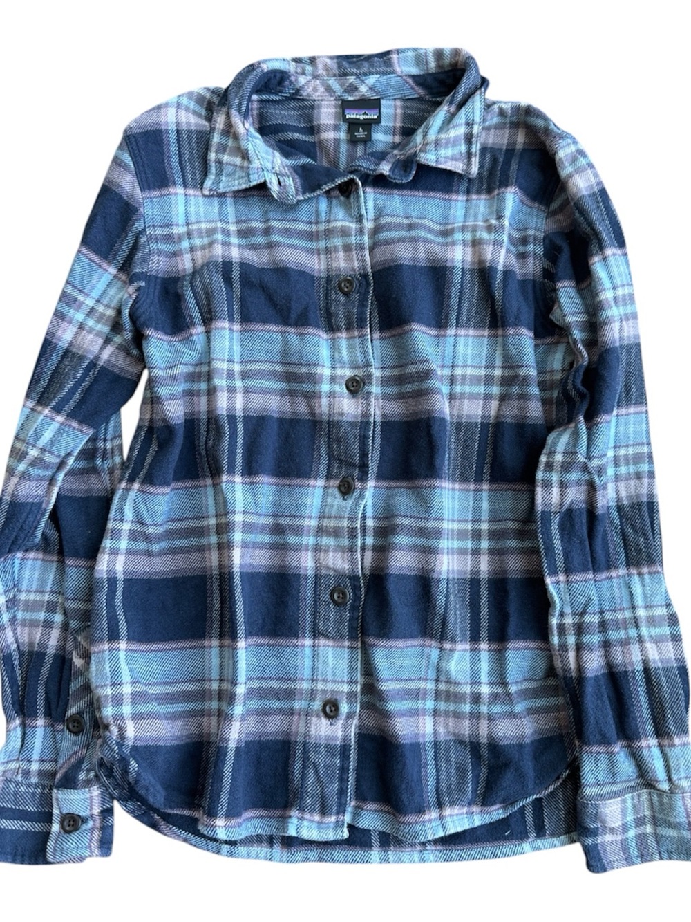 Patagonia Kids Navy & Light Blue Plaid Button-Down Shirt